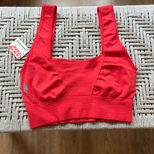Free People Movement SQUARE NECK GOOD KARMA BRA in CAYENNE